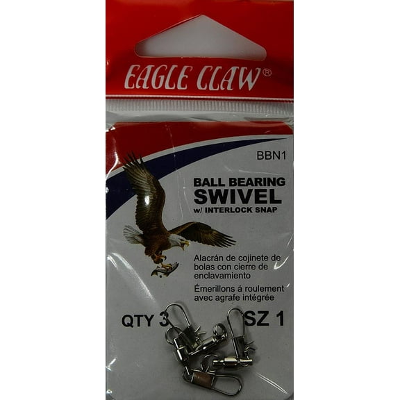 Eagle Claw Fishing, BBN1 Ball Bearing Interlock Swivel, Nickel, Size 1