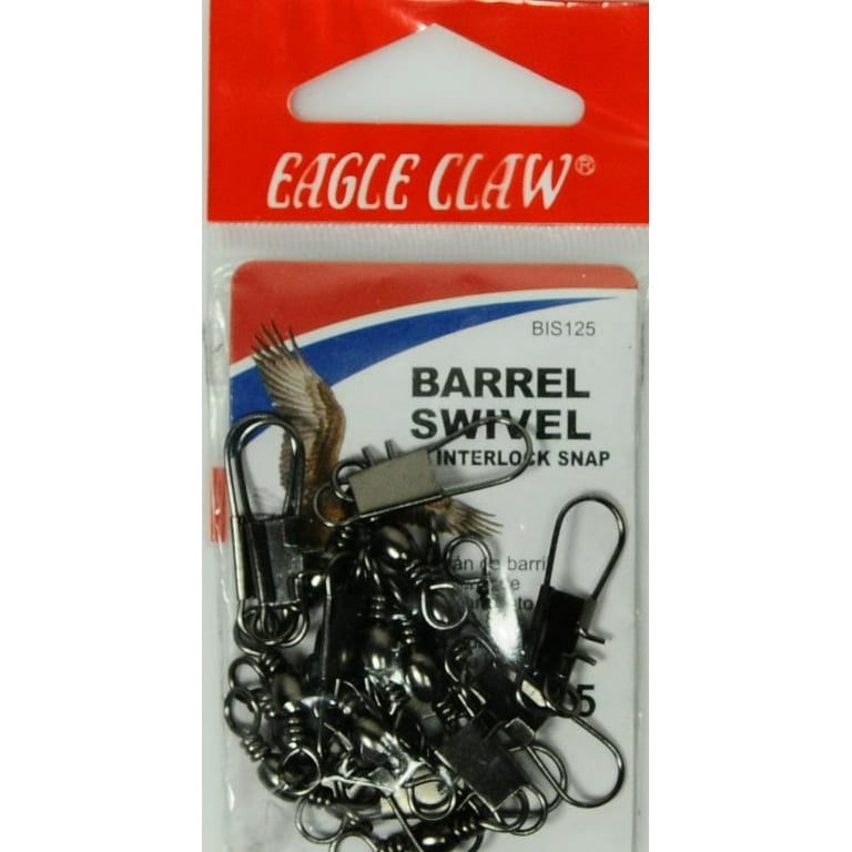 Eagle Claw Fishing, BIS125 Barrel Swivel with Interlock Snap, Size