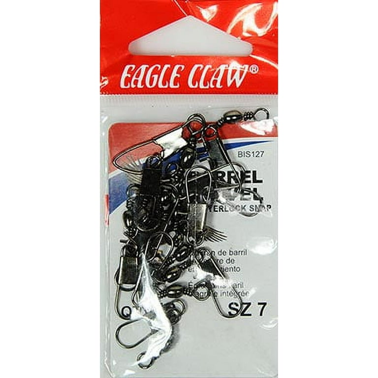 Eagle Claw Fishing, BIS127 Barrel Swivel with Interlock Snap, Size 7 