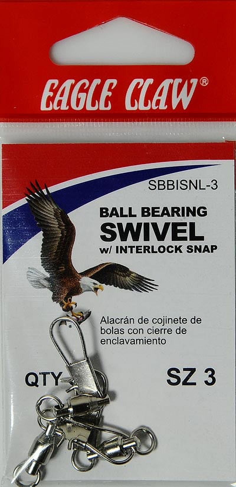 Eagle Claw Fishing, Ball Bearing Swivel with Interlock Snap, Size 3
