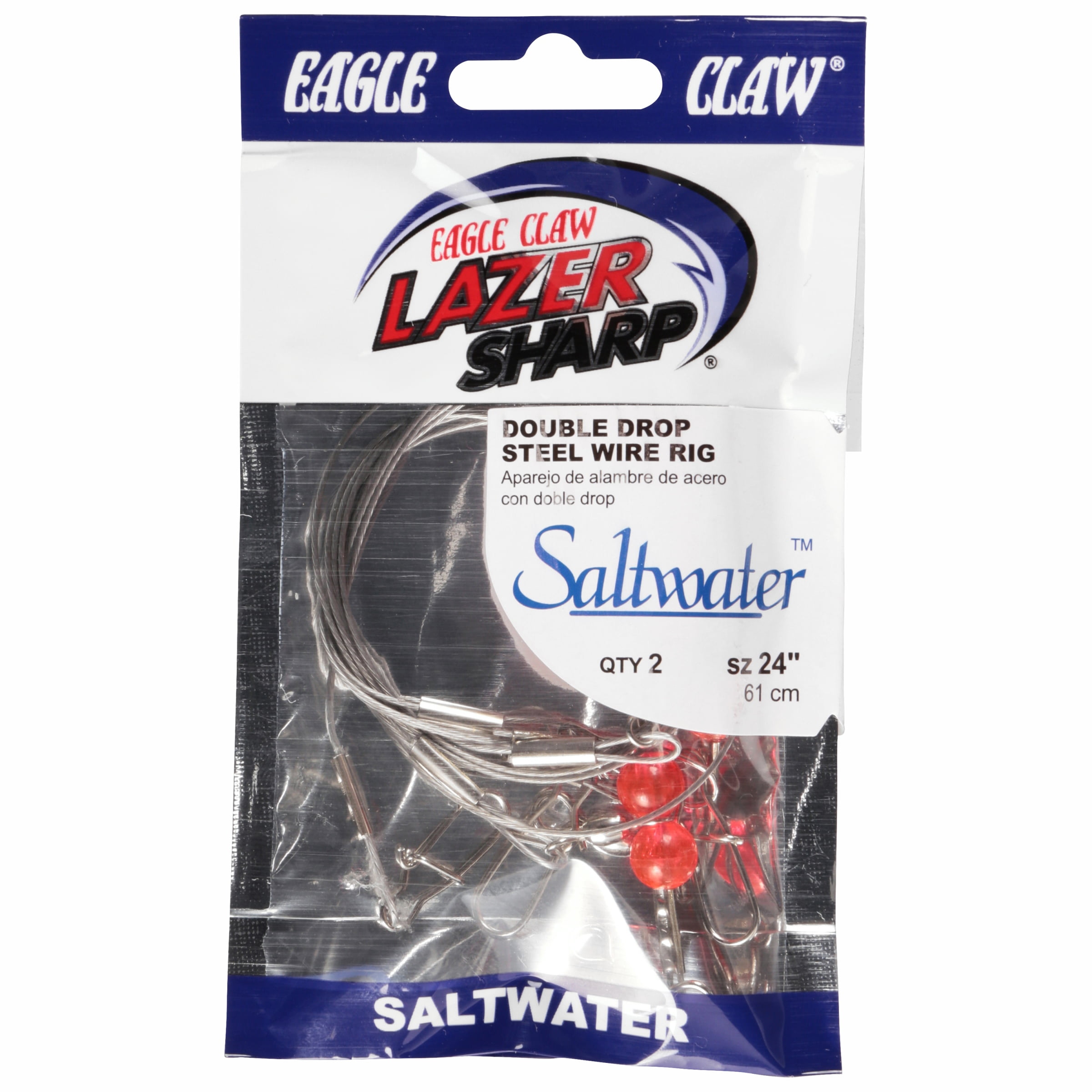 Eagle Claw Fishing,Lazer Sharp Saltwater Double Drop Steel Wire Rig 