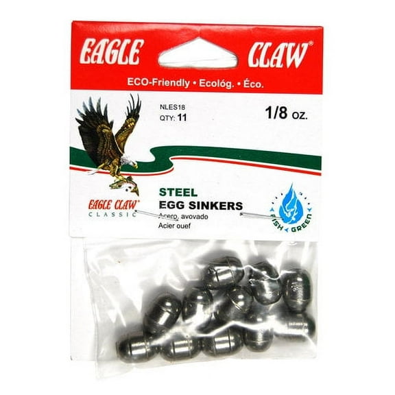 Eagle Claw Fishing, NLES18 Steel Egg Sinker, 1/8 oz.