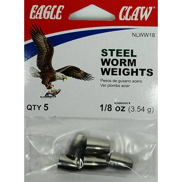 Eagle Claw Fishing, NLWW18, Steel Worm Weight 1/8 oz. Qty 5