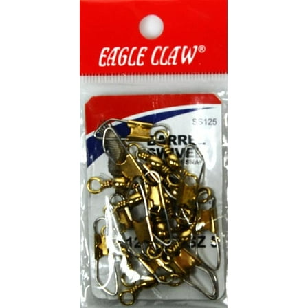 Eagle Claw Fishing, SS125 Barrel Swivel with Safety Snap, Size 5