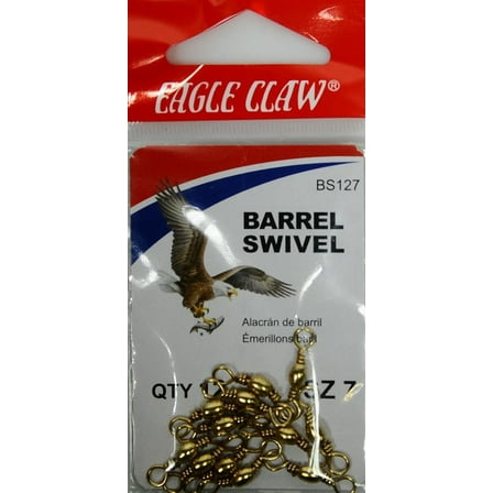 Eagle Claw Fishing Tackle, BS127 Barrel Swivel, Brass, Size 7