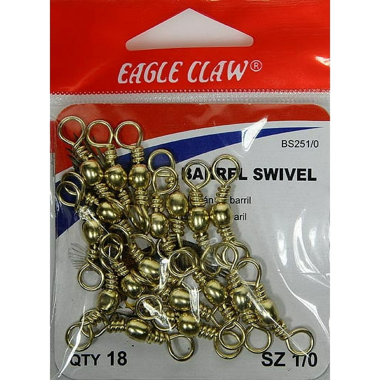 Eagle Claw Fishing Tackle Barrel Swivel, Brass, Size 1/0, 12 Pack 