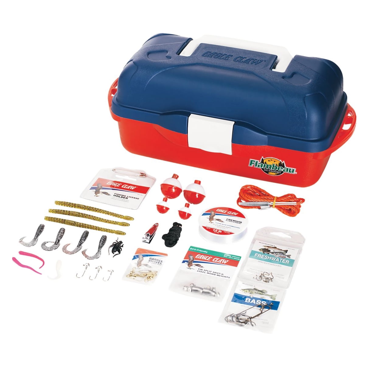 Eagle Claw Go Fish Extreme Tackle Box Kit with Assorted Tackle