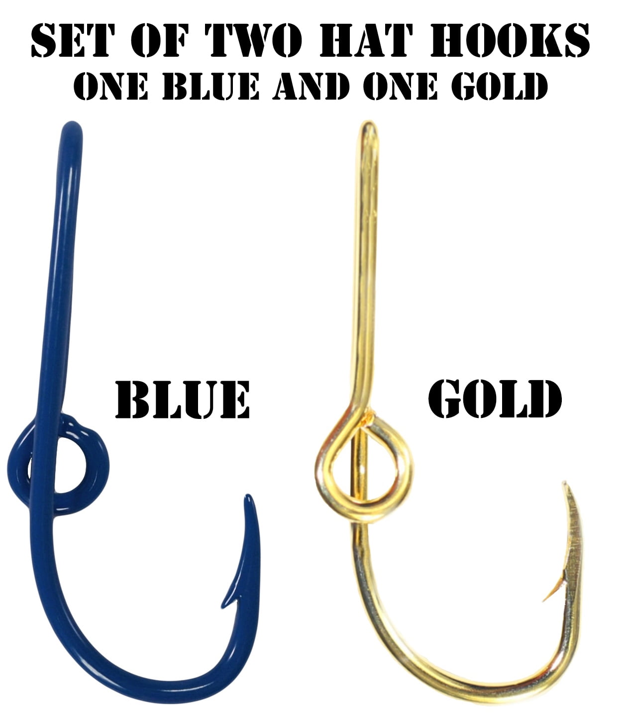 Eagle Claw Hat Fish Hook Set of Two Hat Hooks One Blue Hat Hook and One Gold  Fish Hook Hat Fish Hook for Cap 