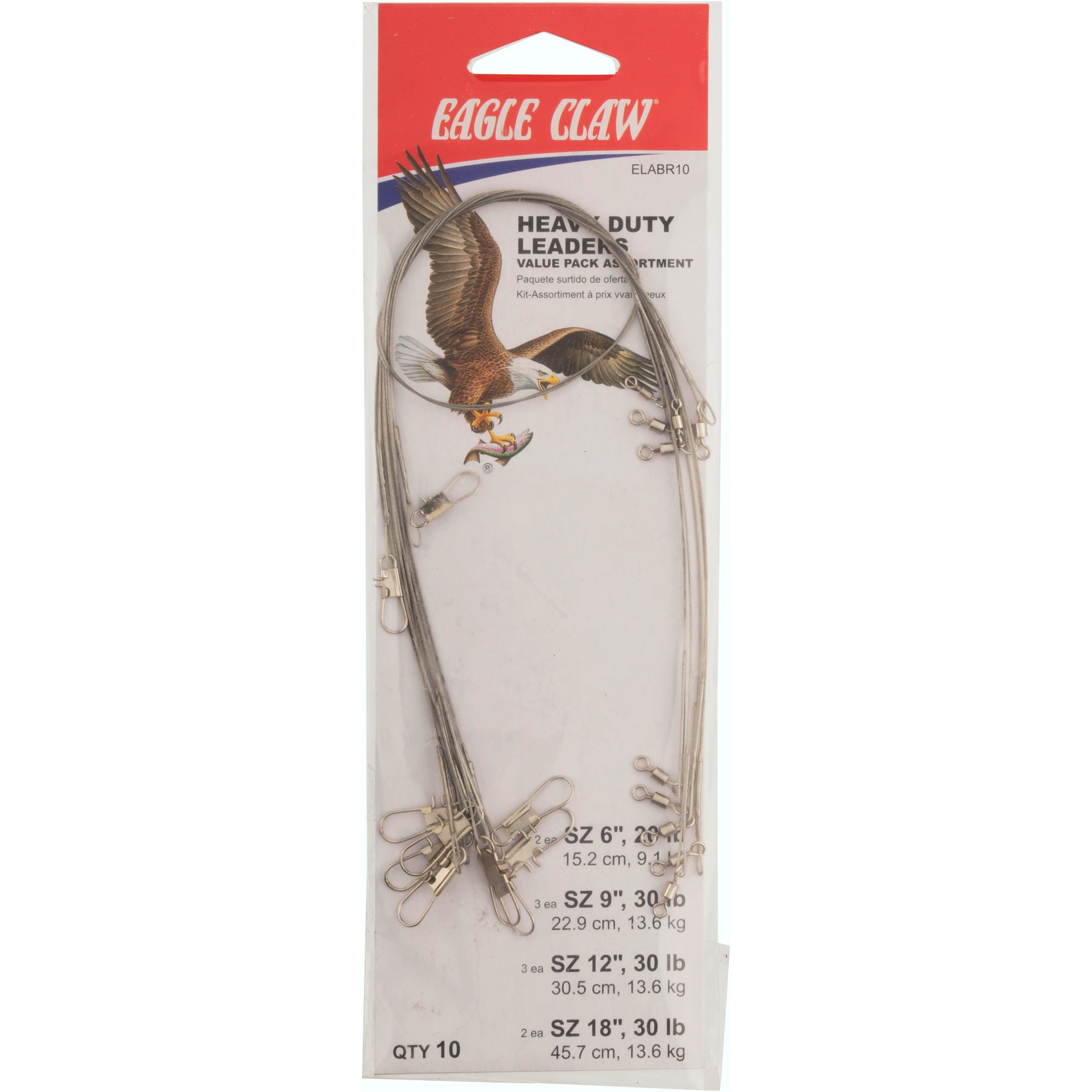 Eagle Claw Fishing Heavy Duty Black 6 Wire Leaders 3-Pack - 30 lb Test