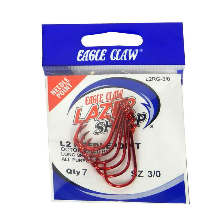 Eagle Claw L2RGH-3/0 Lazer Sharp Octopus Hook Size 3/0 Needle