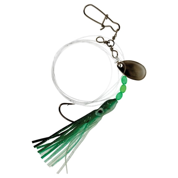 Eagle Claw Lazer Fluke Spinner, Green/Black Glitter