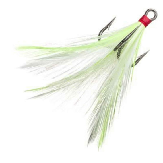Eagle Claw LDT6CHW Lazer Sharp Dressed Treble Hook, Chartreuse & White, Sz 6, 2