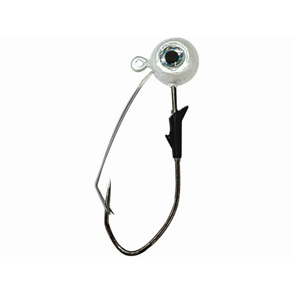 Eagle Claw Lazer Sharp Pro-V Weedless Eagle Eye 1/4oz Round Ball Jighead Pearl/White