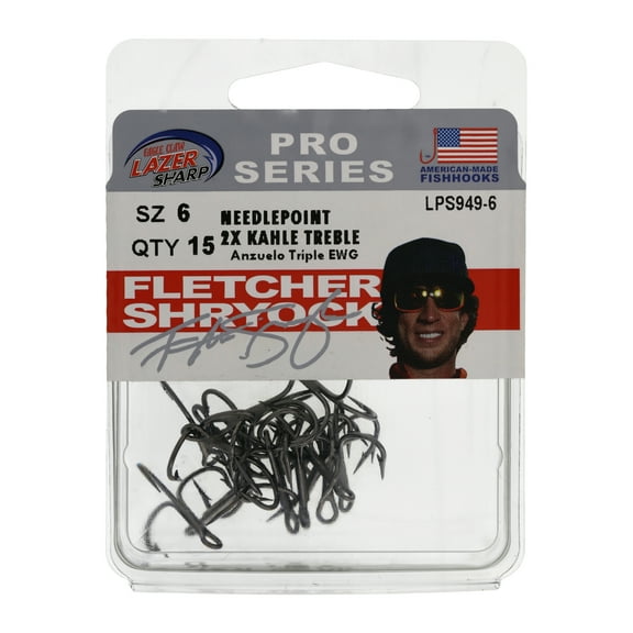 Eagle Claw LPS949-6 Treble Hook, Black, Size 6, 15 Pack