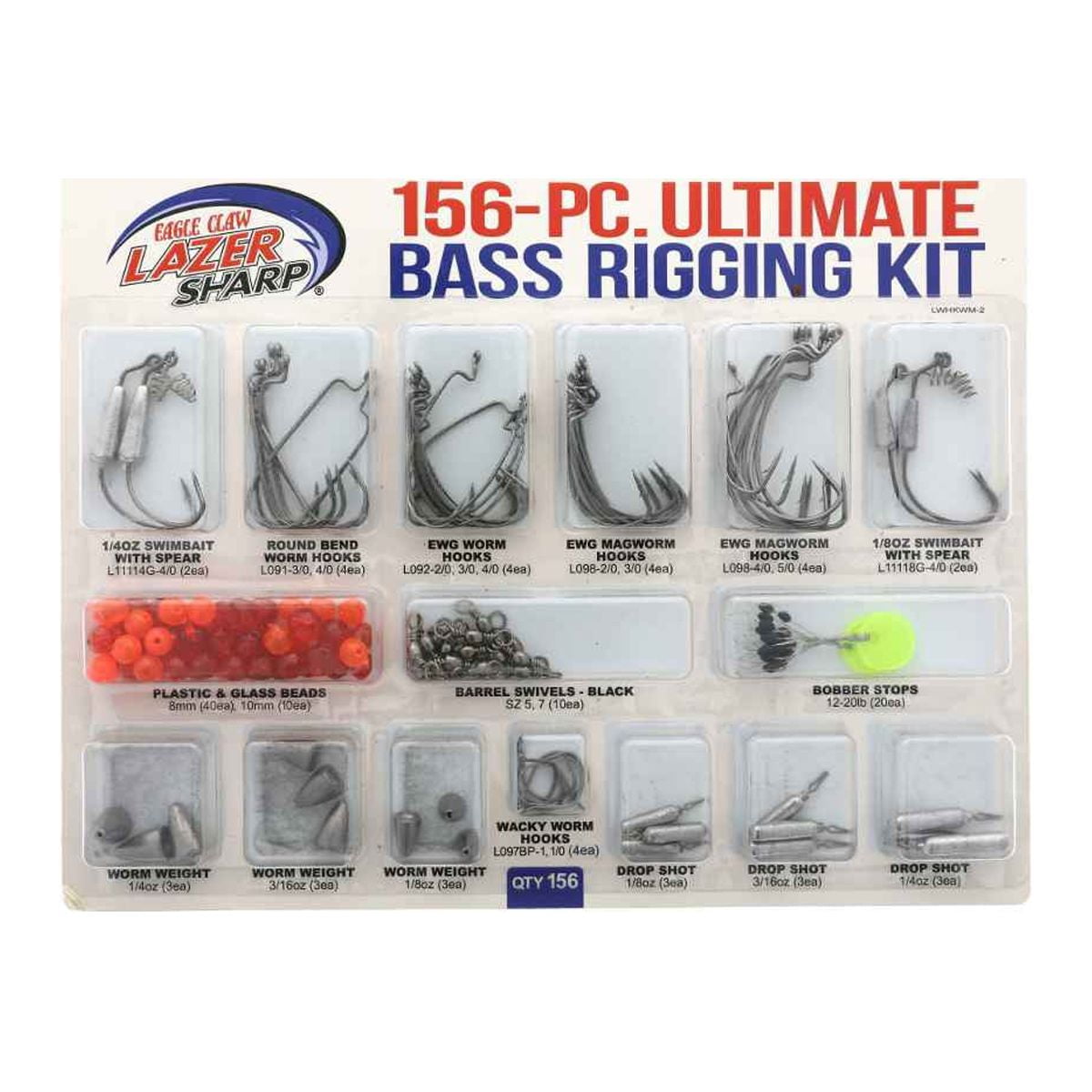 Eagle Claw LWHKWM-2 Ultimate Bass Terminal Rigging Kit, Hooks, Beads