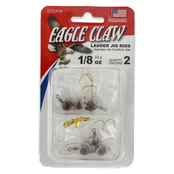 Eagle Claw Ladder Jig Rig - 3 Ladder Jigs per Rig - 2 Pack - 1/8 oz - Unpainted