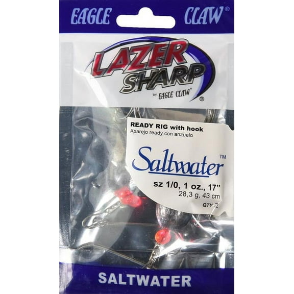 Eagle Claw Lazer Sharp 17" Saltwater Ready Rig, 1 oz., Size 1/0, L1025-1-4