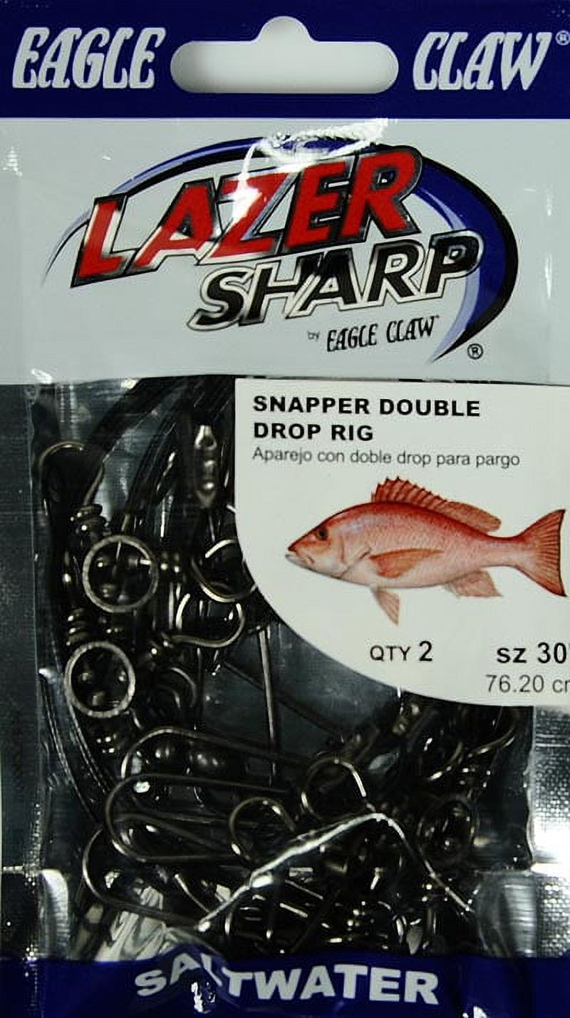 Eagle Claw Lazer Sharp 30" Snapper Double Drop Drum Fishing Rig, Black