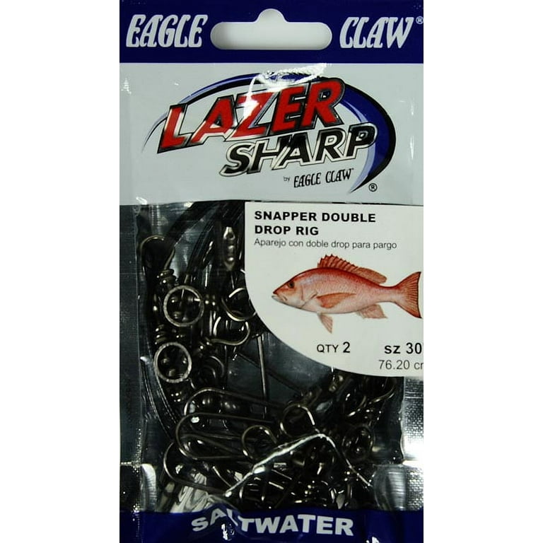 Eagle Claw Lazer Sharp 30 Snapper Double Drop Drum Fishing Rig, Black, 2  Pack 