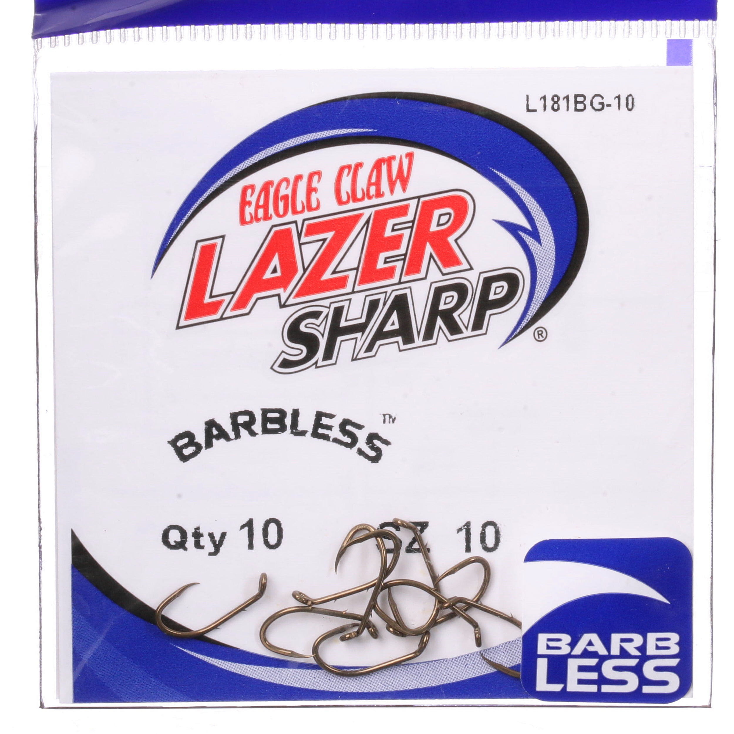 Eagle Claw Lazer Sharp Barbless Baitholder Fishing Hook, Bronze
