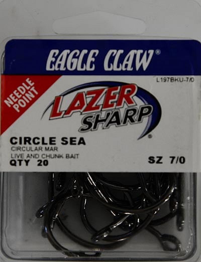 Eagle Claw Lazer Sharp Circle Hook, Sea Guard & Black, Size 7/0, L197BKU-7/0