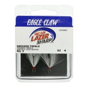 Eagle Claw Lazer Sharp Dressed Treble Fishing Hooks, White, Size 4, 2 Count