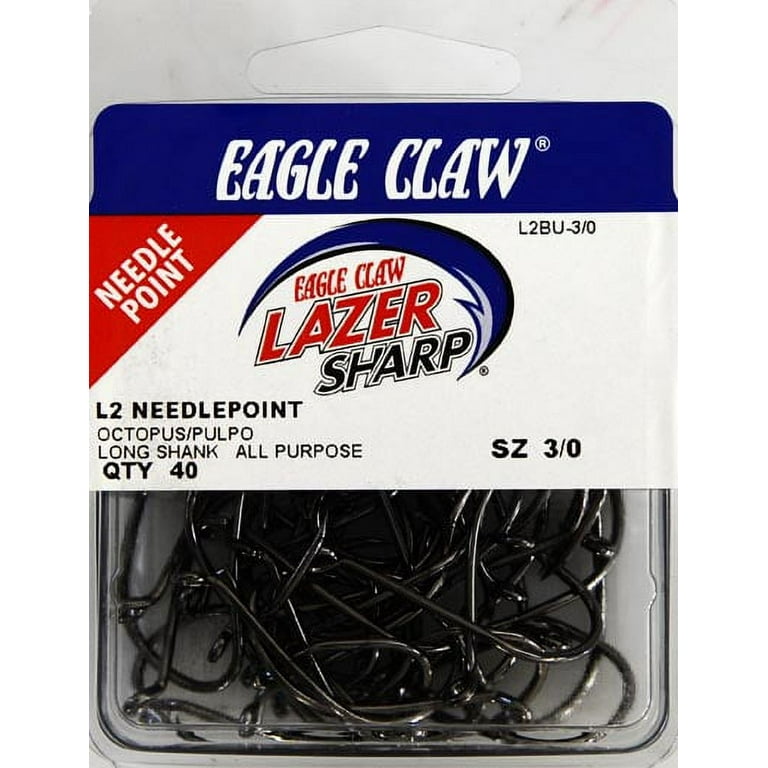 25 Pack of Eagle Claw Lazer Sharp L2004 Mid Gauge Platinum Black Circle  Hooks