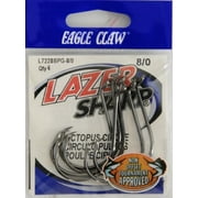 Eagle Claw Lazer Sharp Octopus Circle Up Eye Non-Offset Hook, Black, Size 8/0, 6 Pack