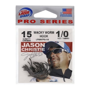 Eagle Claw Lazer Sharp Pro Series Wacky Worm Fishing Hooks, Size 1/0, 15 Pack