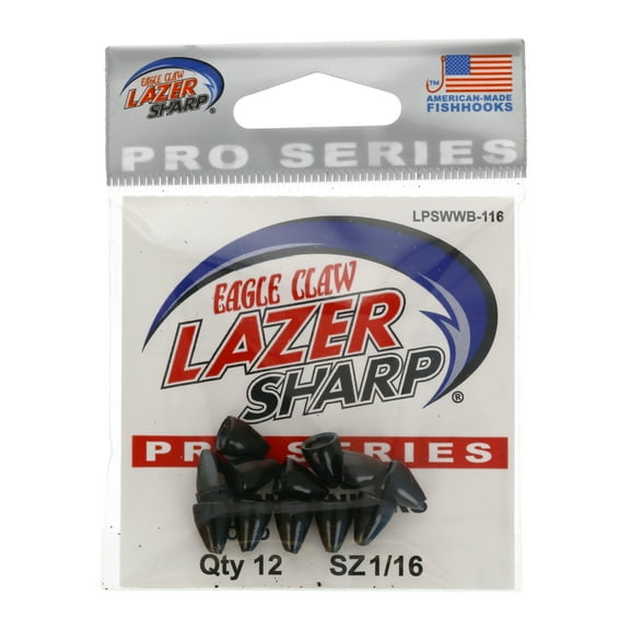 Eagle Claw Lazer Sharp Pro Series Worm Weight Value Pack, Black, 1/16 oz.