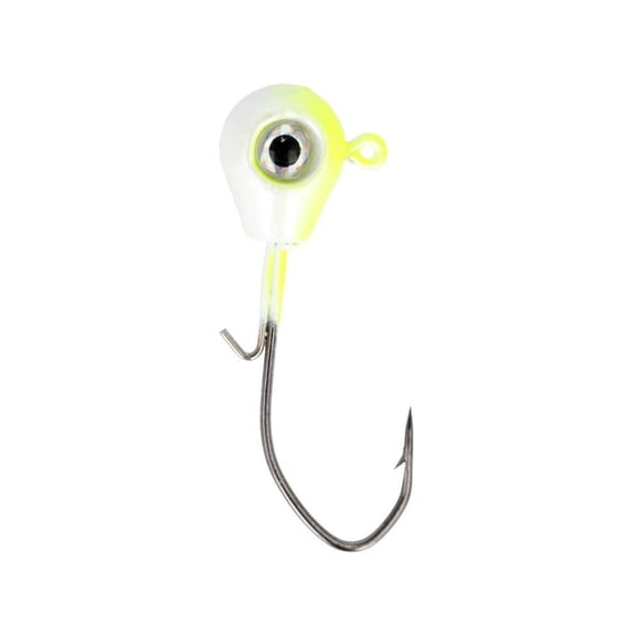 Eagle Claw Lazer Sharp Pro-V Tear Drop 1/2oz Round Ball Jighead Chartreuse/White