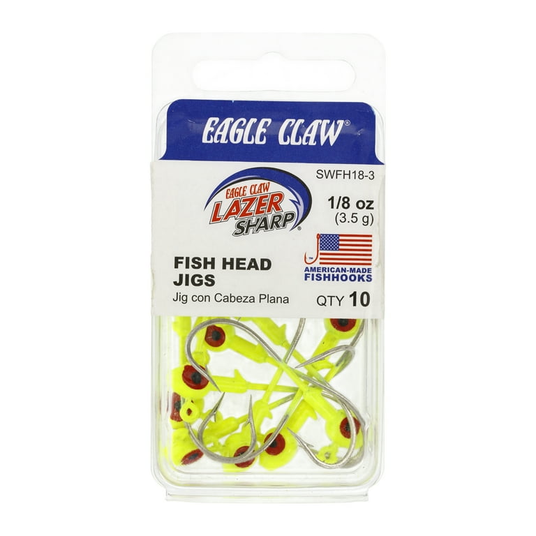 Eagle Claw Saltwater Fish Head Fishing Jig, Chartreuse, 3/8 oz