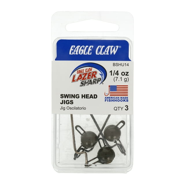 Eagle Claw Lazer Sharp Swing Head Fishing Jig, Green Pumpkin, 1/4 oz