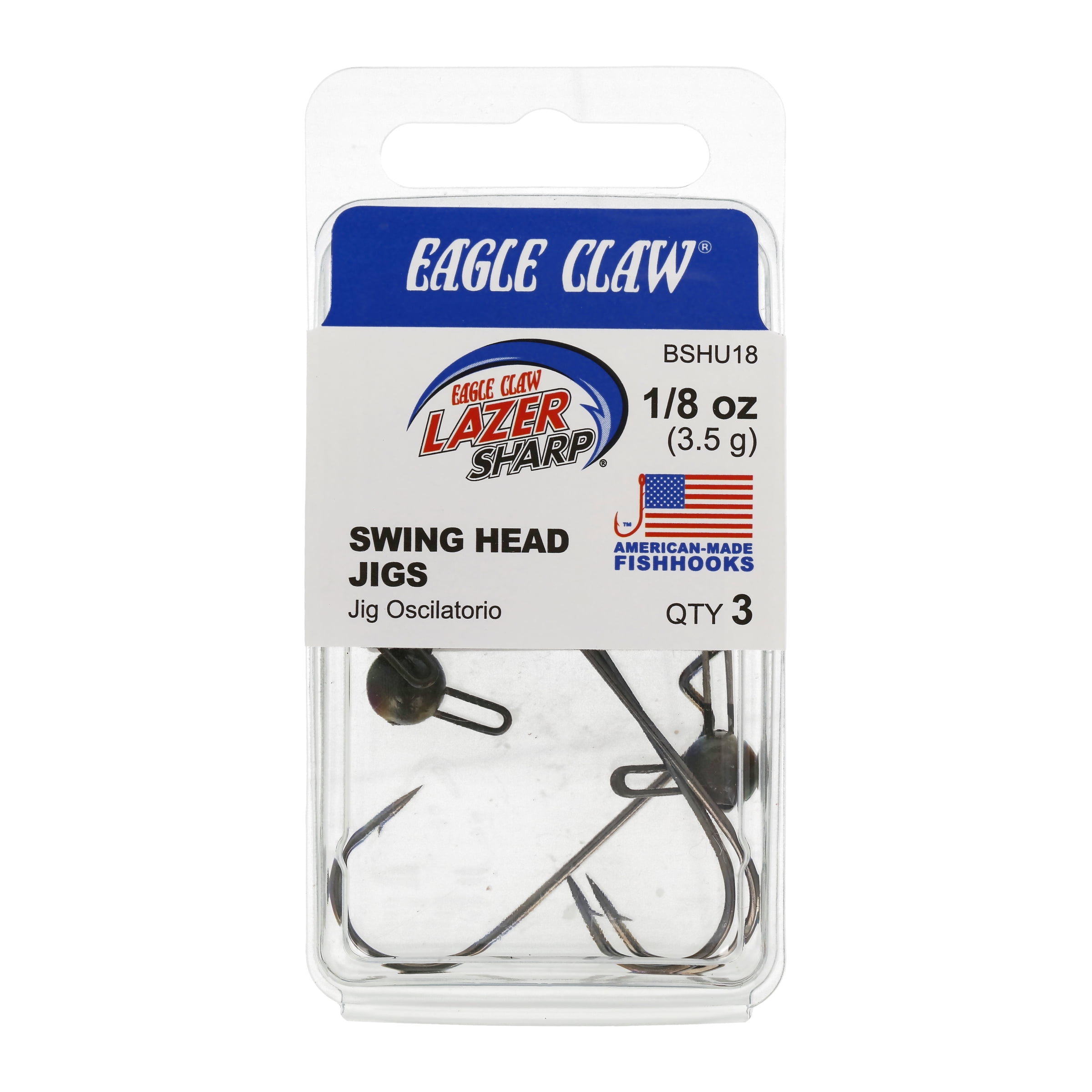 Eagle Claw Ball Head Fishing Jig, Black with Bronze Hook, 1/16 oz., 10  Count 