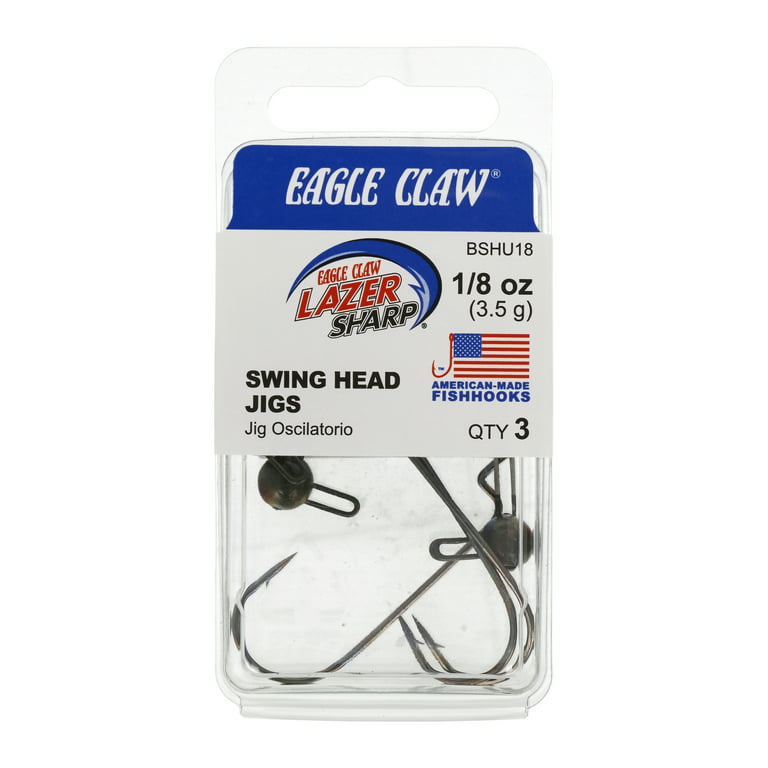 Eagle Claw Lazer Sharp Swing Head Fishing Jig, Green Pumpkin, 1/8