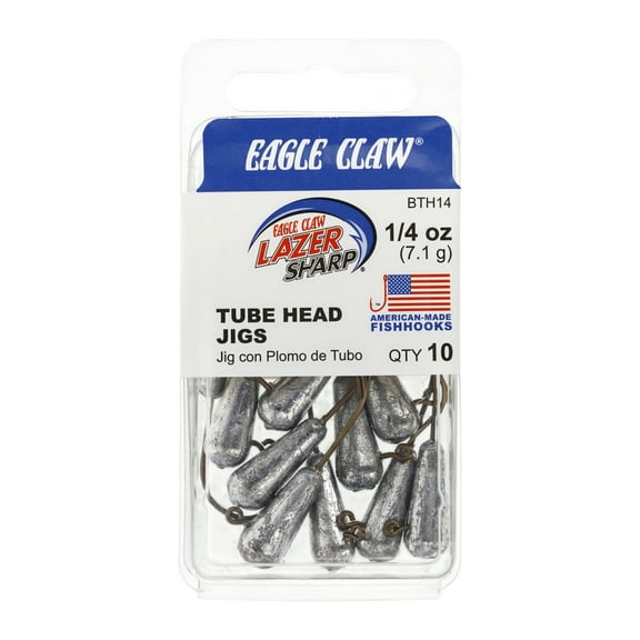 Eagle Claw Lazer Sharp Tube Fishing Jig Head Fishing Hook, Bronze, 1/8 oz., BTH14