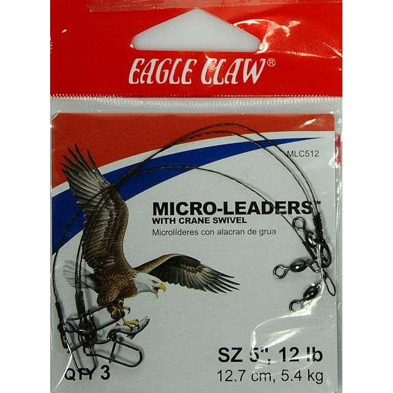 Eagle Claw Micro Leader with Crane Swivel, 5, 12 lb 