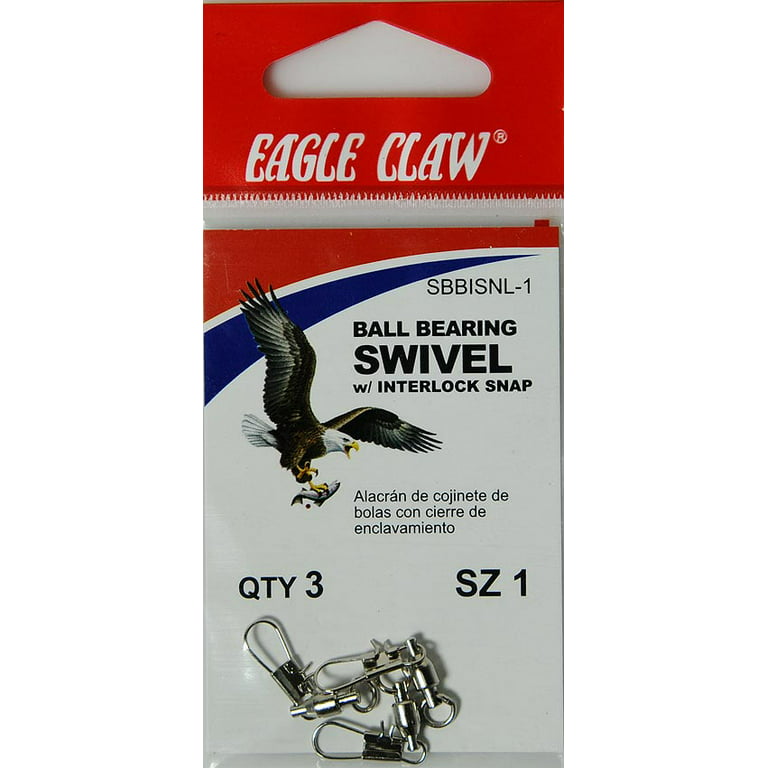 Eagle Claw Nickel Bearing Swivel with Interlock Snap, Size 1