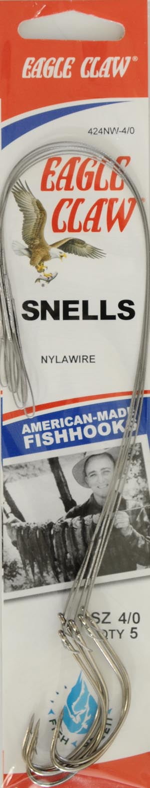 Eagle Claw 424NWH-1/0 Nylawirewith Kahle Hook, Nickel, Size 1/0, 5 Pack 