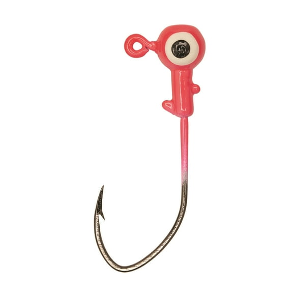Eagle Claw Panfish Fish Head Fishing Jig Head with Pro-V Hook, Pink, 1/16 oz., 10 Count