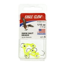 Eagle Claw Panfish Insider Tube Hook Fishing Jig Head, Chartreuse, 1/16 oz.