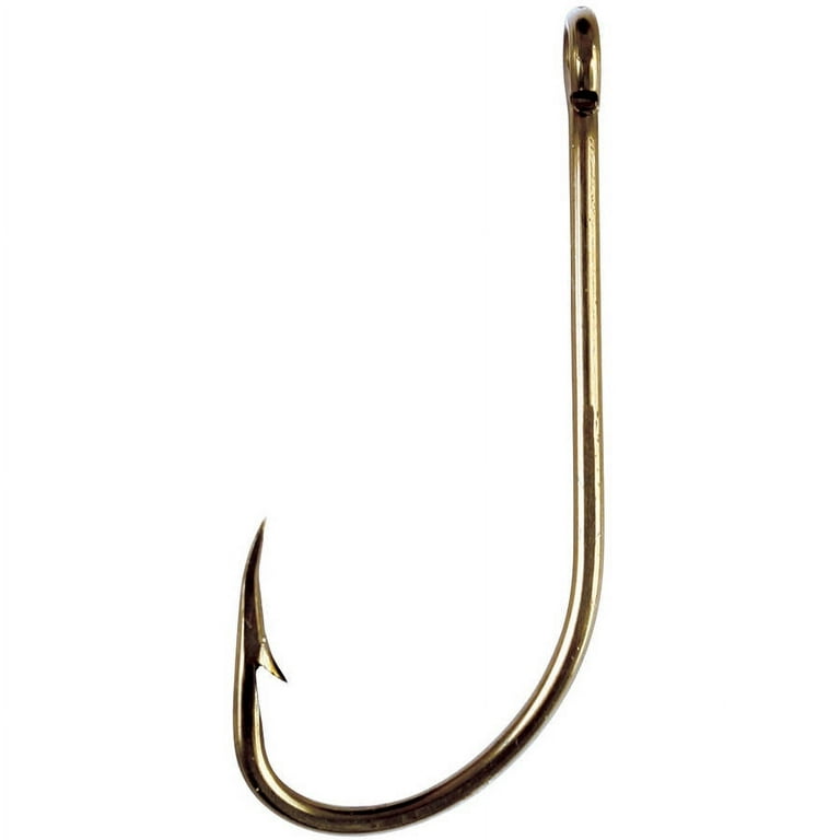 Eagle Claw Plain Shank Offset Fishing Hook, Bronze, Size 8