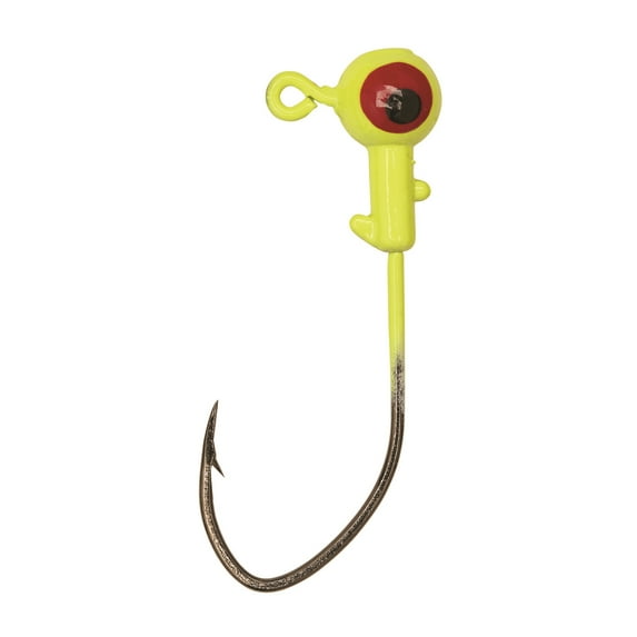 Eagle Claw Pro-V Ball Head Fishing Jig Heads, Yellow, 1/32 oz.