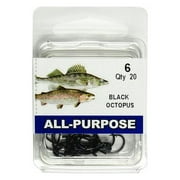 Eagle Claw ROCTW-6 Octopus Hook, Black, Size 6, 20 Pack