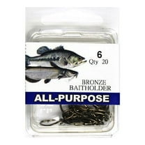 (5 pack) Eagle Claw Renegade Baitholder Fishing Hooks, Bronze, Size 6, 20 Pack