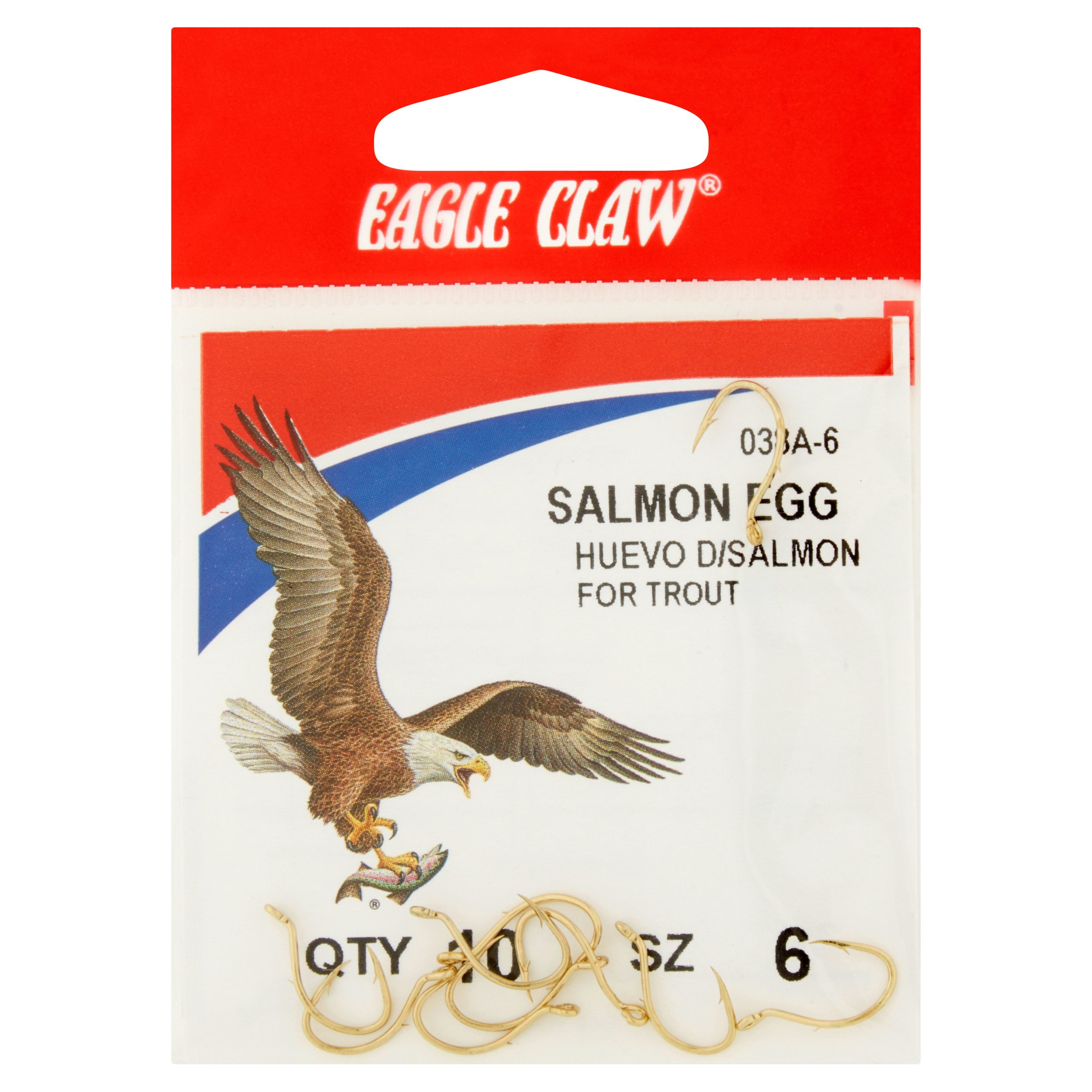 Eagle Claw Salmon Egg Fishing Hooks Size 6, 10 Count , eagle claw trout ...