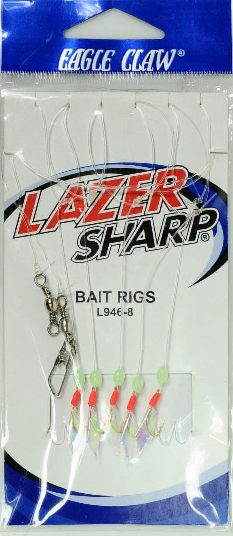 Eagle Claw Sharp Lazer Sharp Urethan Aurora Wing Bait Rig, Gold, Size 8