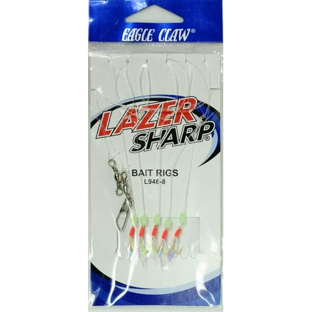 Eagle Claw Sharp Lazer Sharp Urethan Aurora Wing Bait Rig, Gold, Size 8