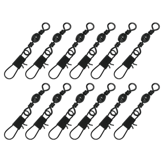 Eagle Claw Barrel Swivel With Interlock Snap, Size 7, Black, 12 Pack