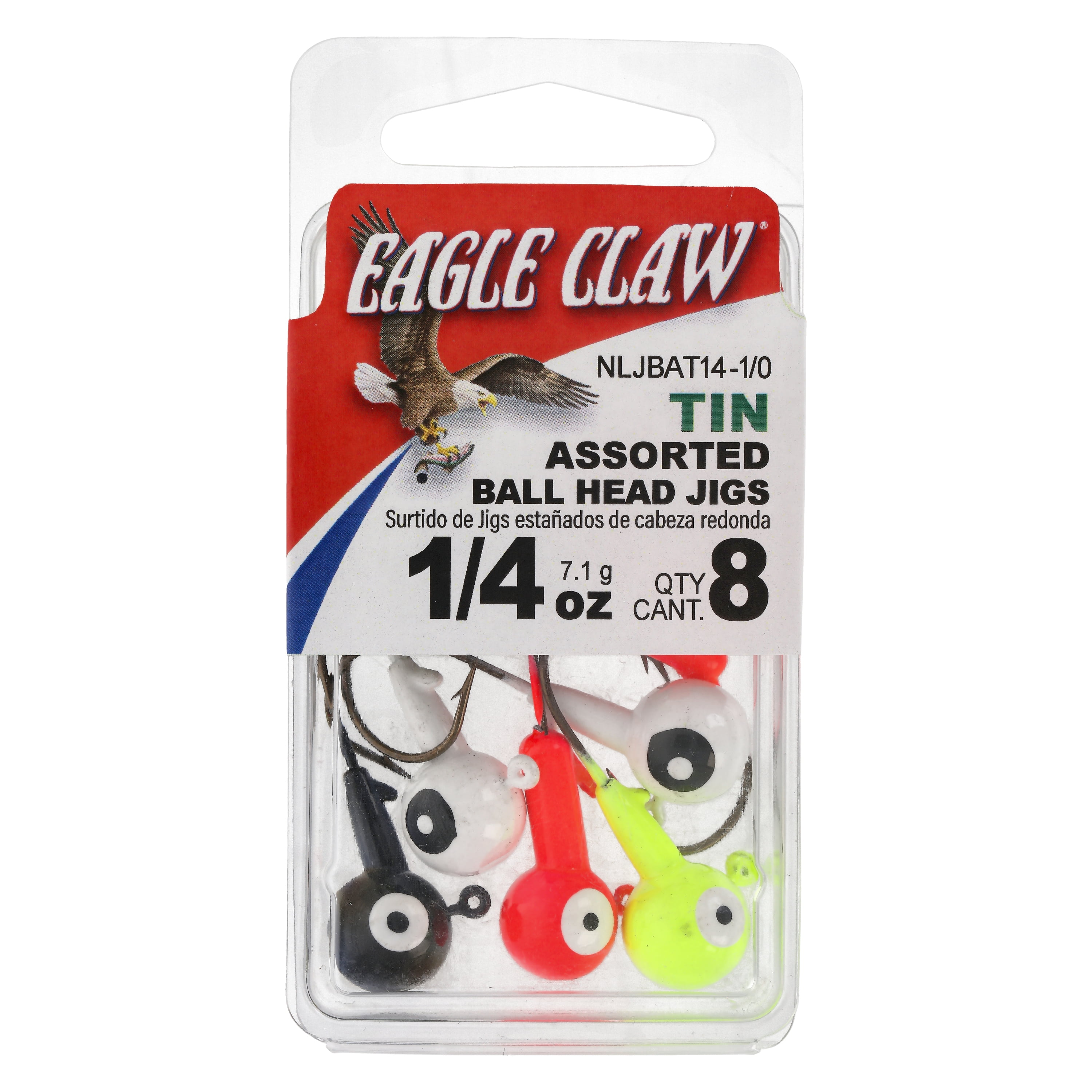 Eagle Claw Tin Ball Head Jig Asst - 1/4 oz - Assorted Colors